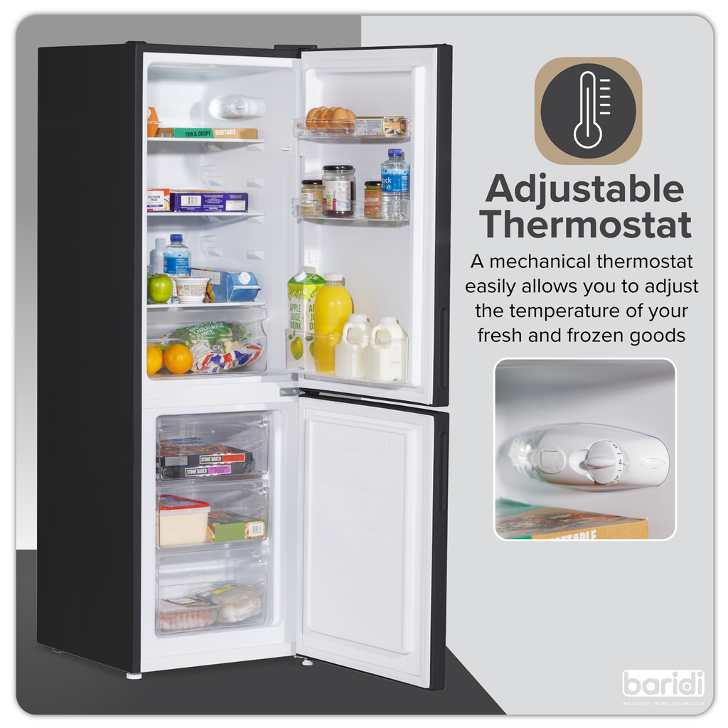 70/30 Low Frost Fridge Freezer 157L Capacity - Black DH253