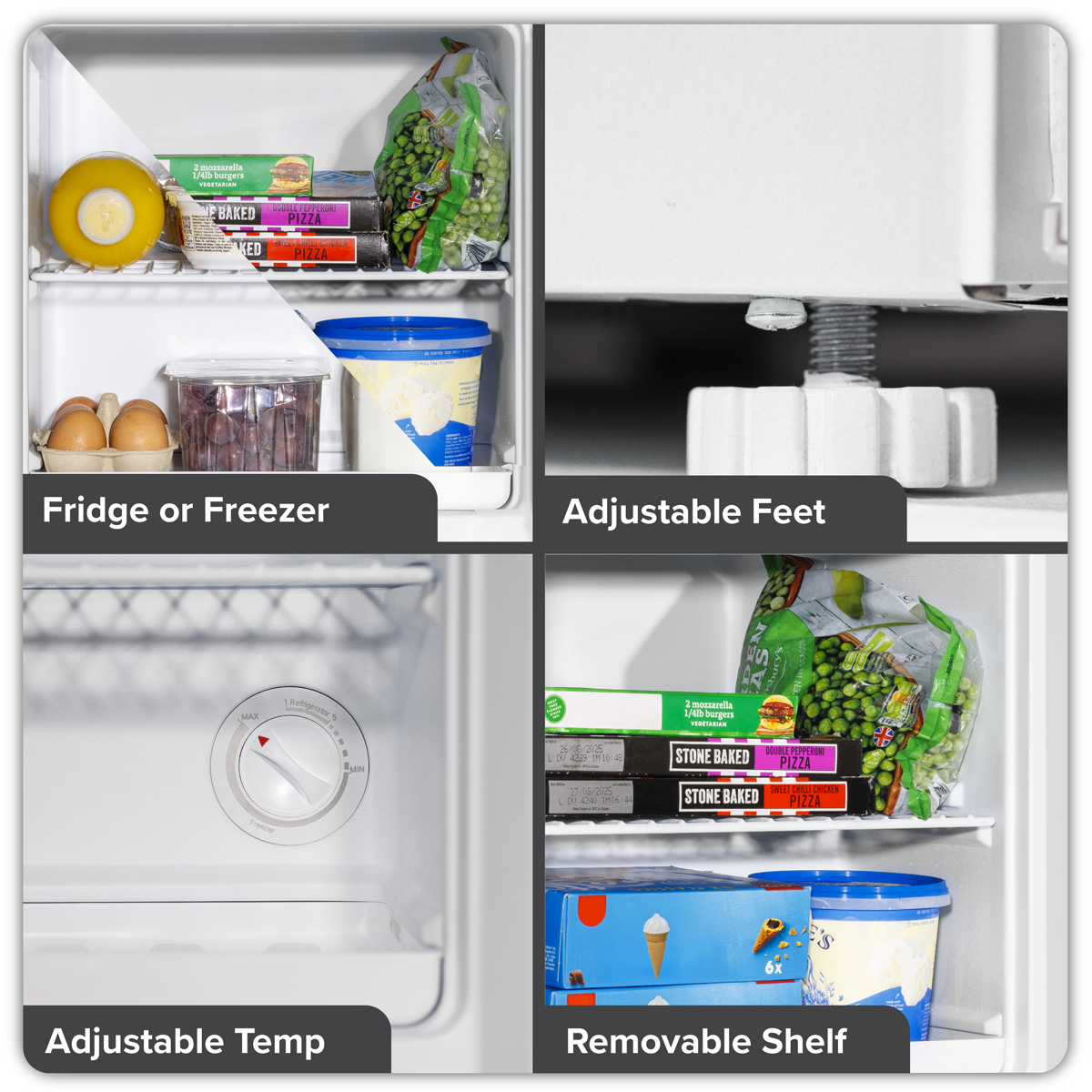 Mini Tabletop Fridge/Freezer, 31L Capacity - White DH254