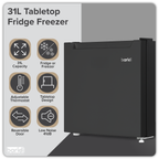 Mini Tabletop Fridge/Freezer, 31L Capacity - Black DH255
