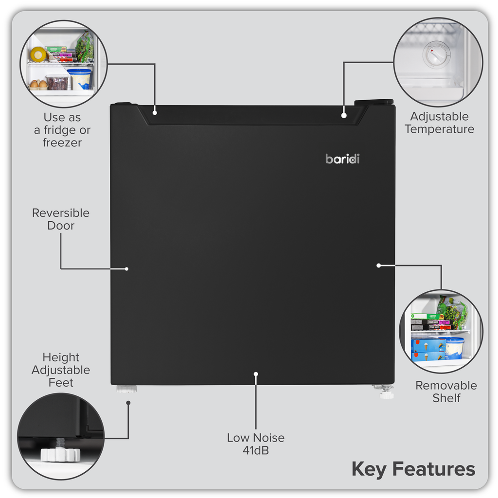 Mini Tabletop Fridge/Freezer, 31L Capacity - Black DH255