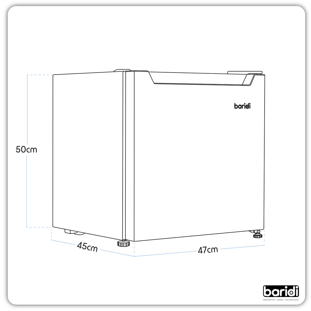 Baridi Tabletop Fridge with Ice Box, 46L Capacity, Adjustable Thermostat - White DH256