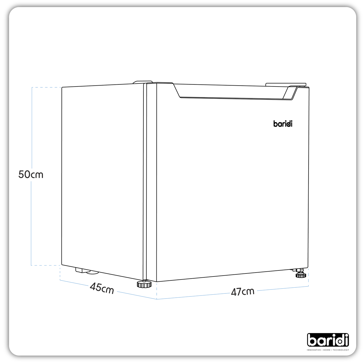 Baridi Tabletop Fridge with Ice Box, 46L Capacity, Adjustable Thermostat - White DH256