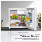 Baridi Tabletop Fridge with Ice Box, 46L Capacity, Adjustable Thermostat - White DH256