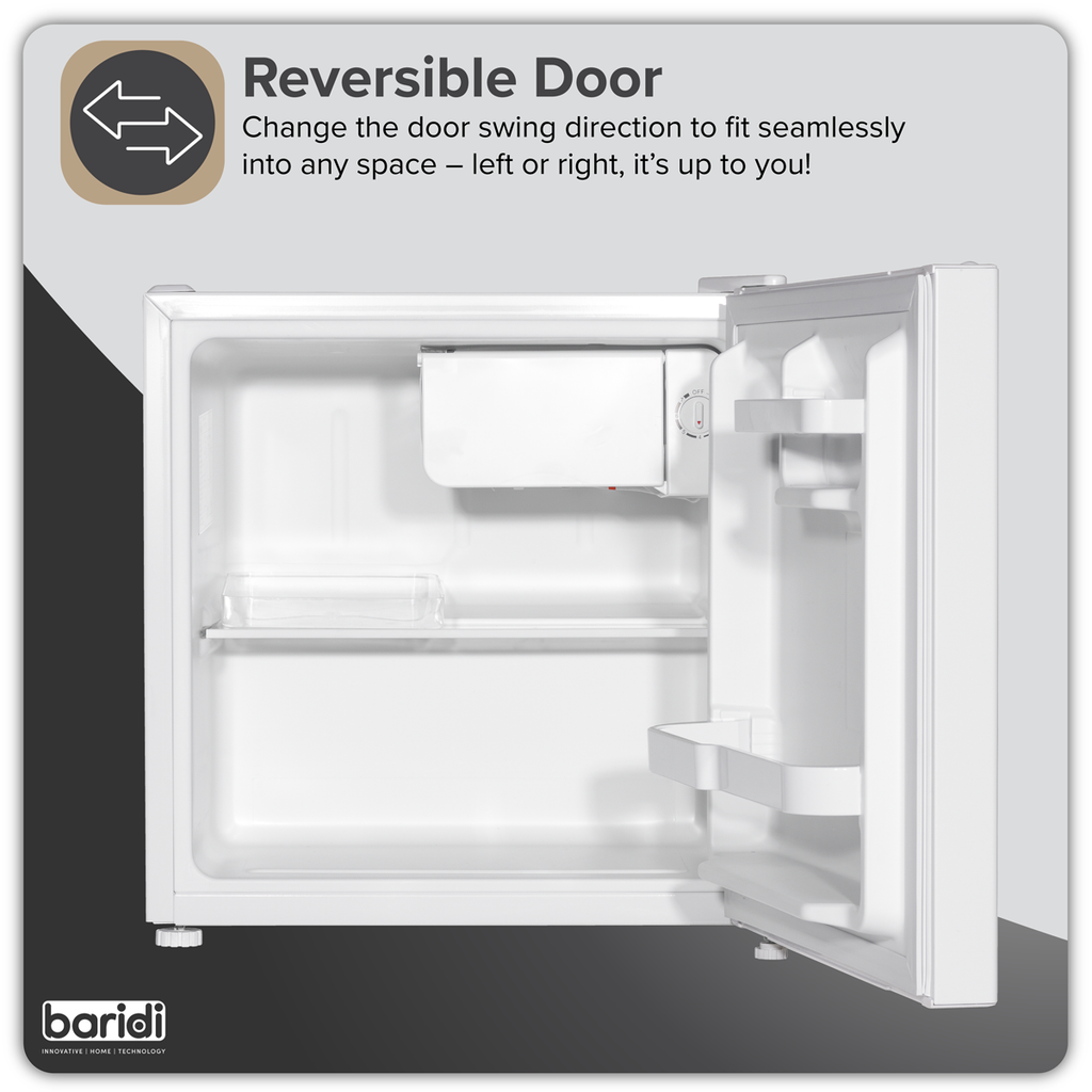 Baridi Tabletop Fridge with Ice Box, 46L Capacity, Adjustable Thermostat - White DH256