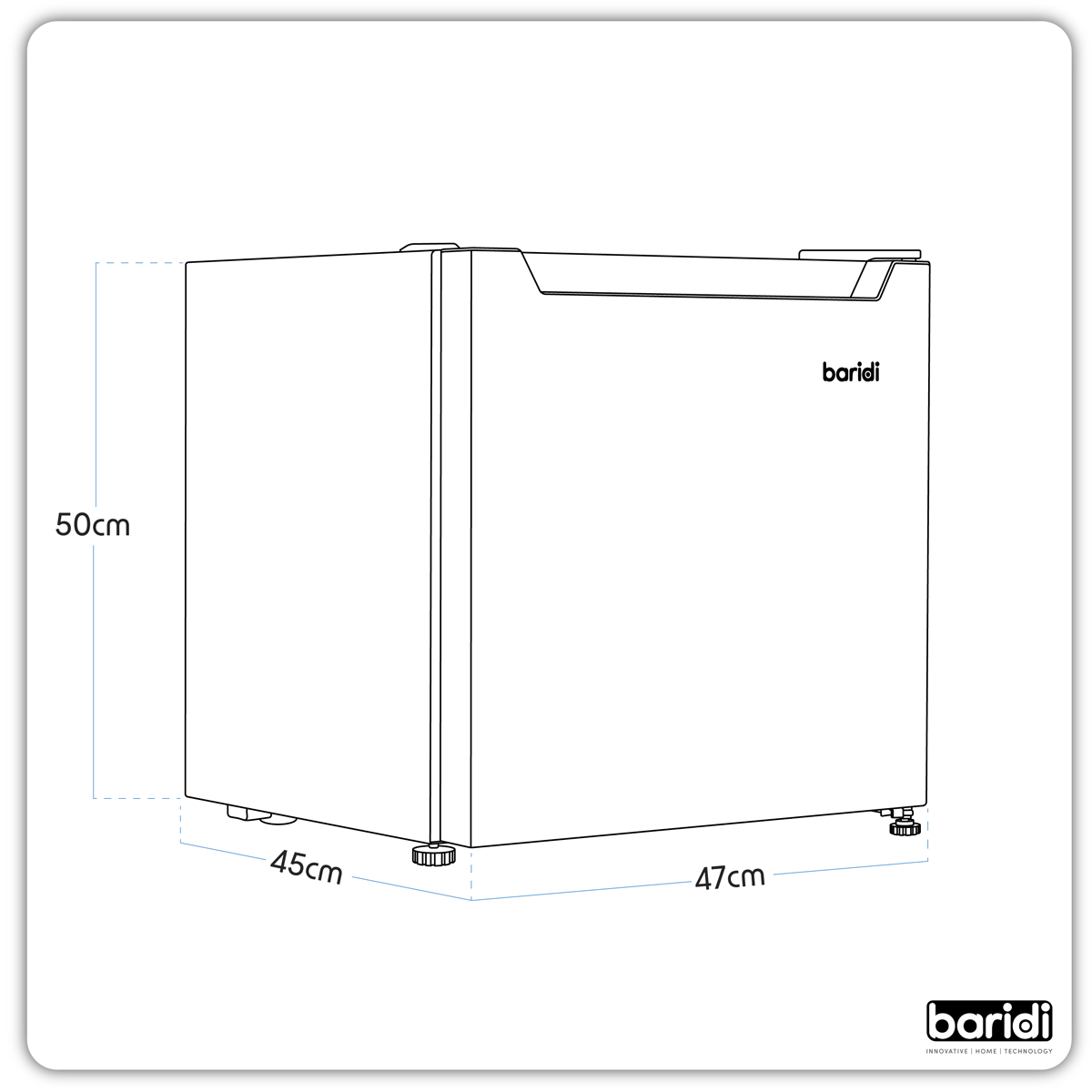 Baridi Tabletop Fridge with Ice Box, 46L Capacity - Black DH257