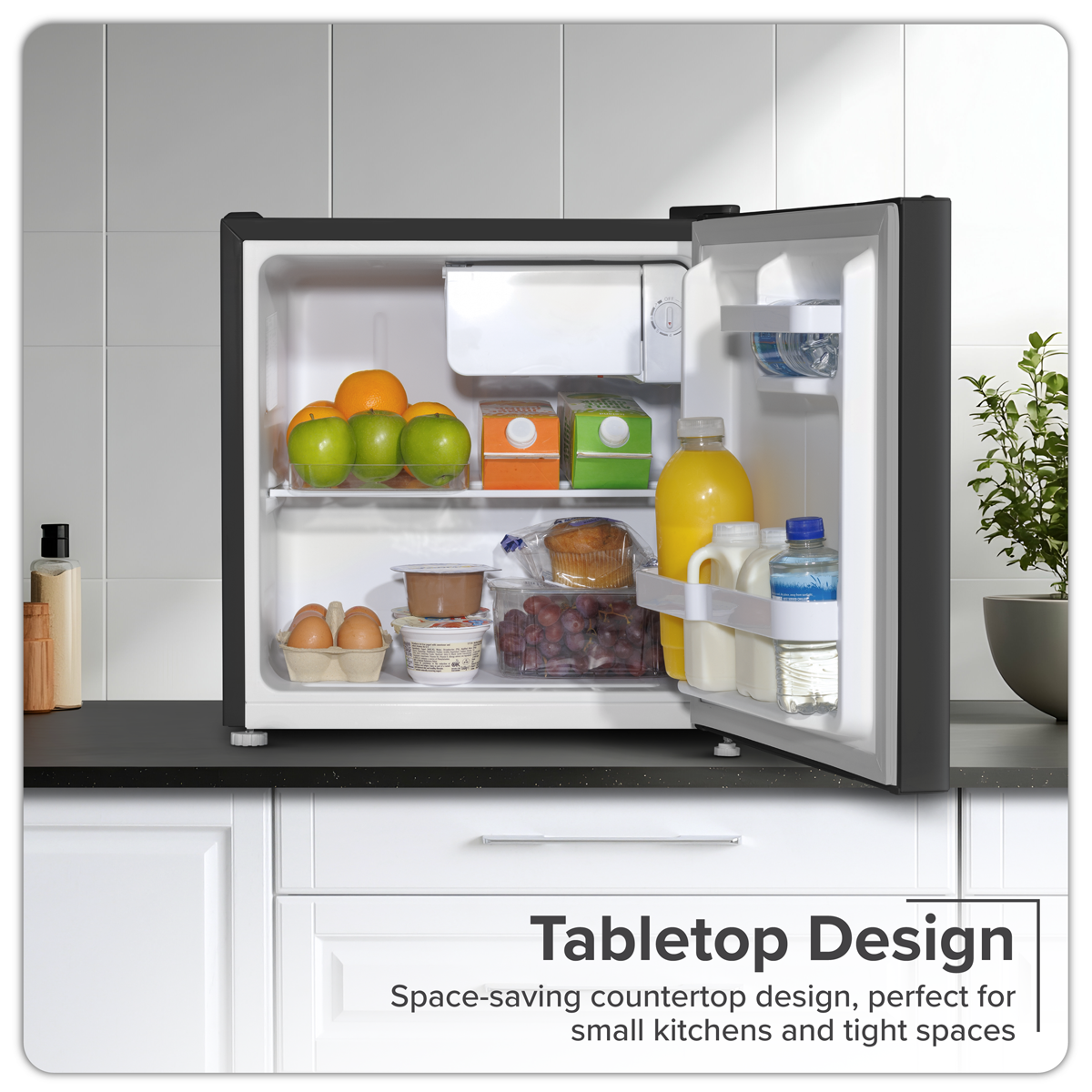 Baridi Tabletop Fridge with Ice Box, 46L Capacity - Black DH257