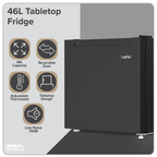 Baridi Tabletop Fridge with Ice Box, 46L Capacity - Black DH257
