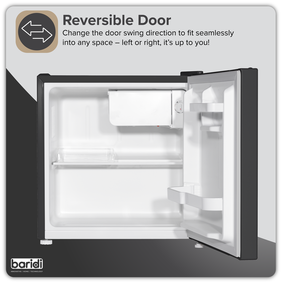 Baridi Tabletop Fridge with Ice Box, 46L Capacity - Black DH257