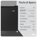 Baridi Tabletop Fridge with Ice Box, 46L Capacity - Black DH257