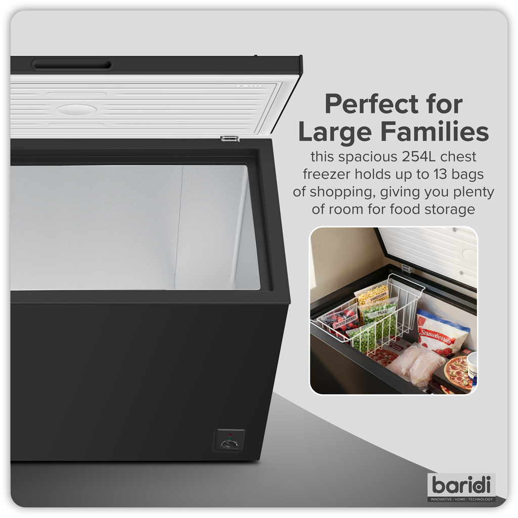 Freestanding Chest Freezer 254L Capacity - Black DH259