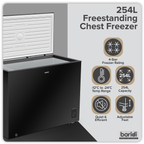 Freestanding Chest Freezer 254L Capacity - Black DH259