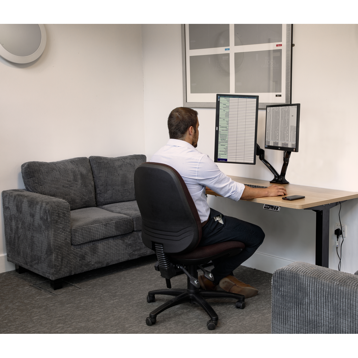 Adjustable Double Monitor Arm with 360° Rotation - Black DH25