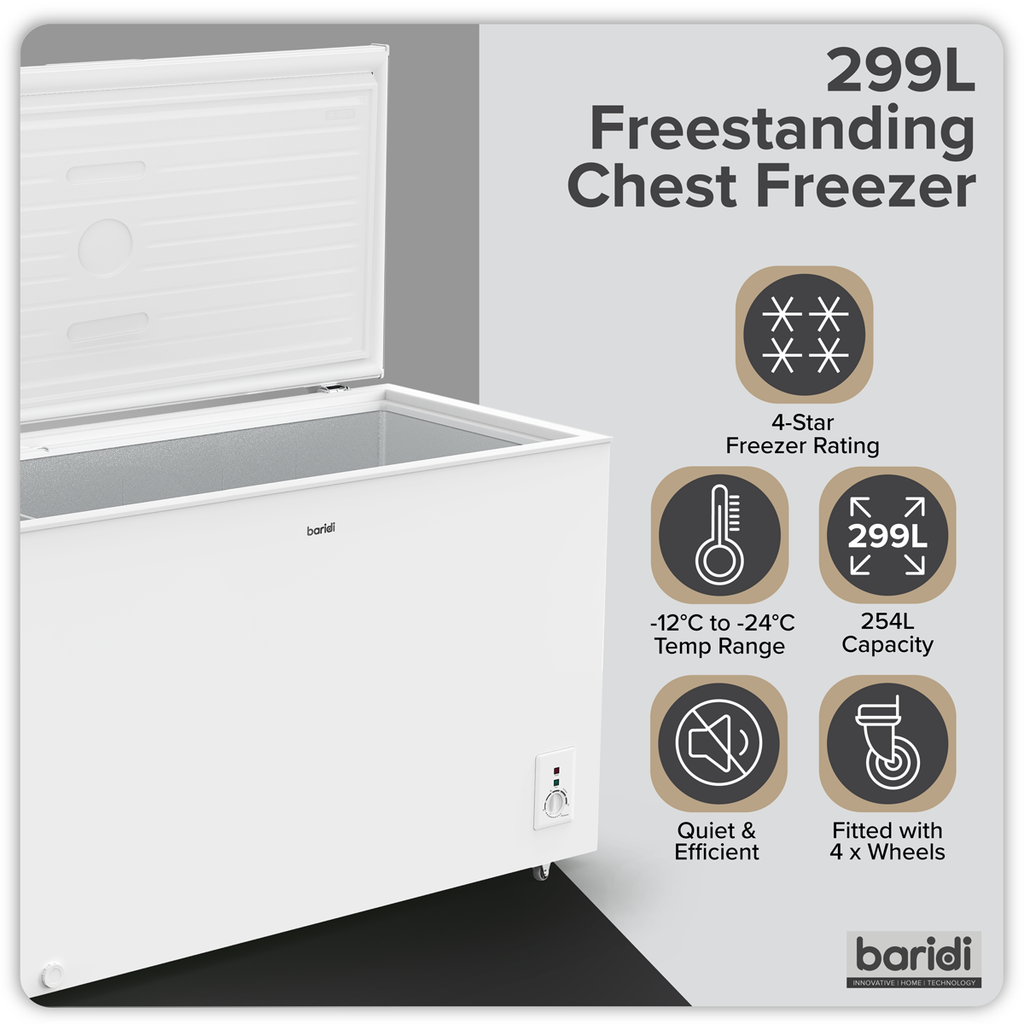 Freestanding Chest Freezer 299L Capacity - White DH260