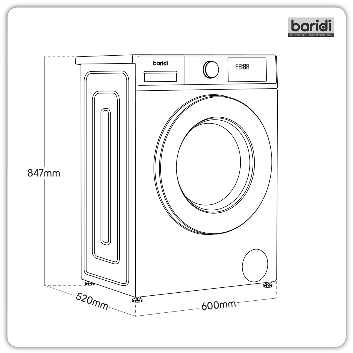 8kg Washing Machine, Front Loading, 1400rpm Energy Rating A – White DH262
