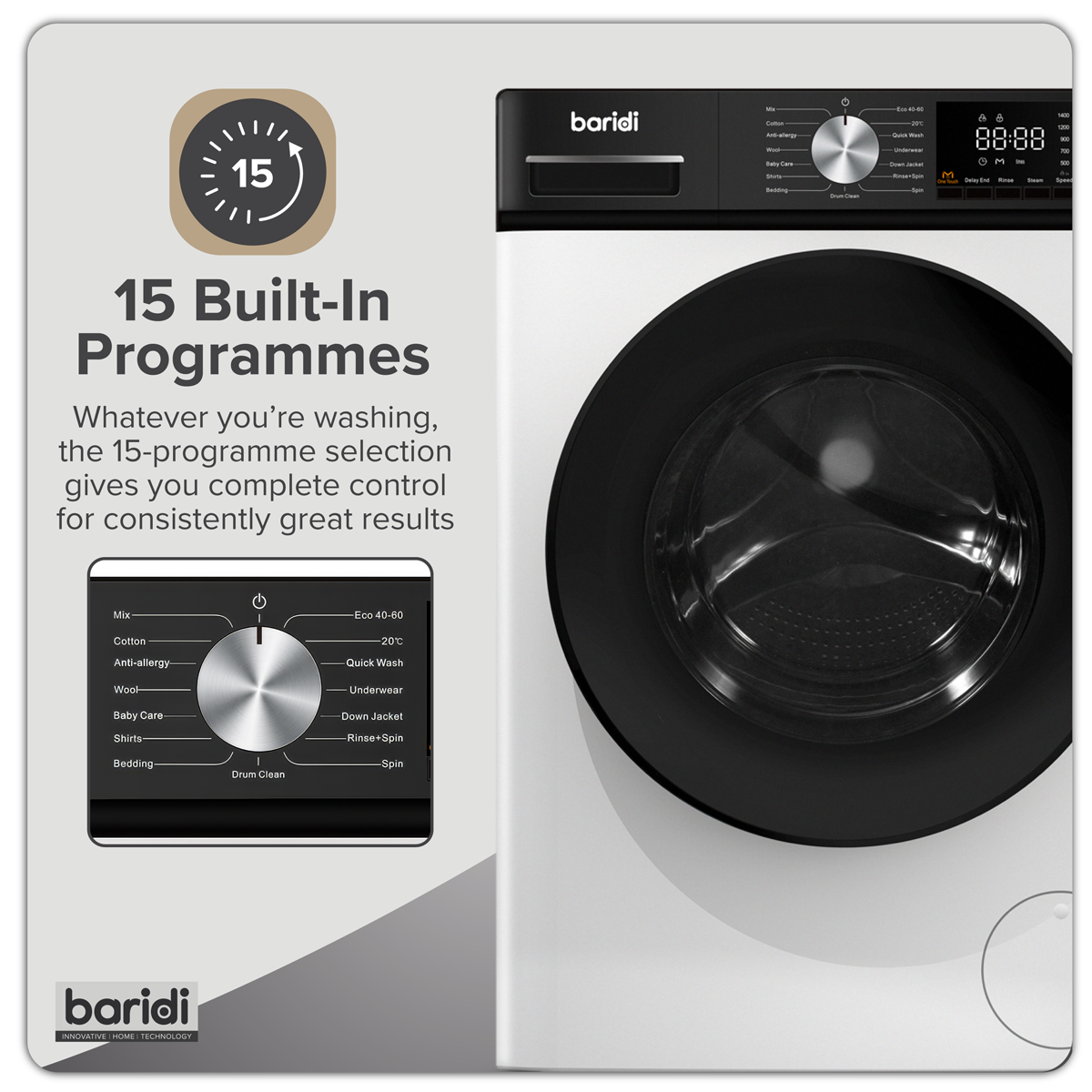 8kg Washing Machine, Front Loading, 1400rpm Energy Rating A – White DH262