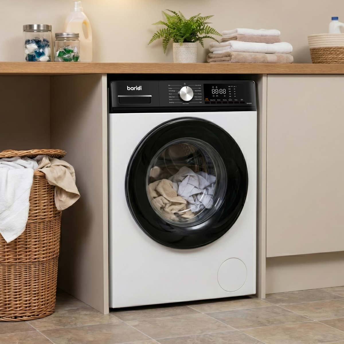 8/5kg Washer Dryer, Front Loading, 1400rpm, Energy Rating A - White DH263