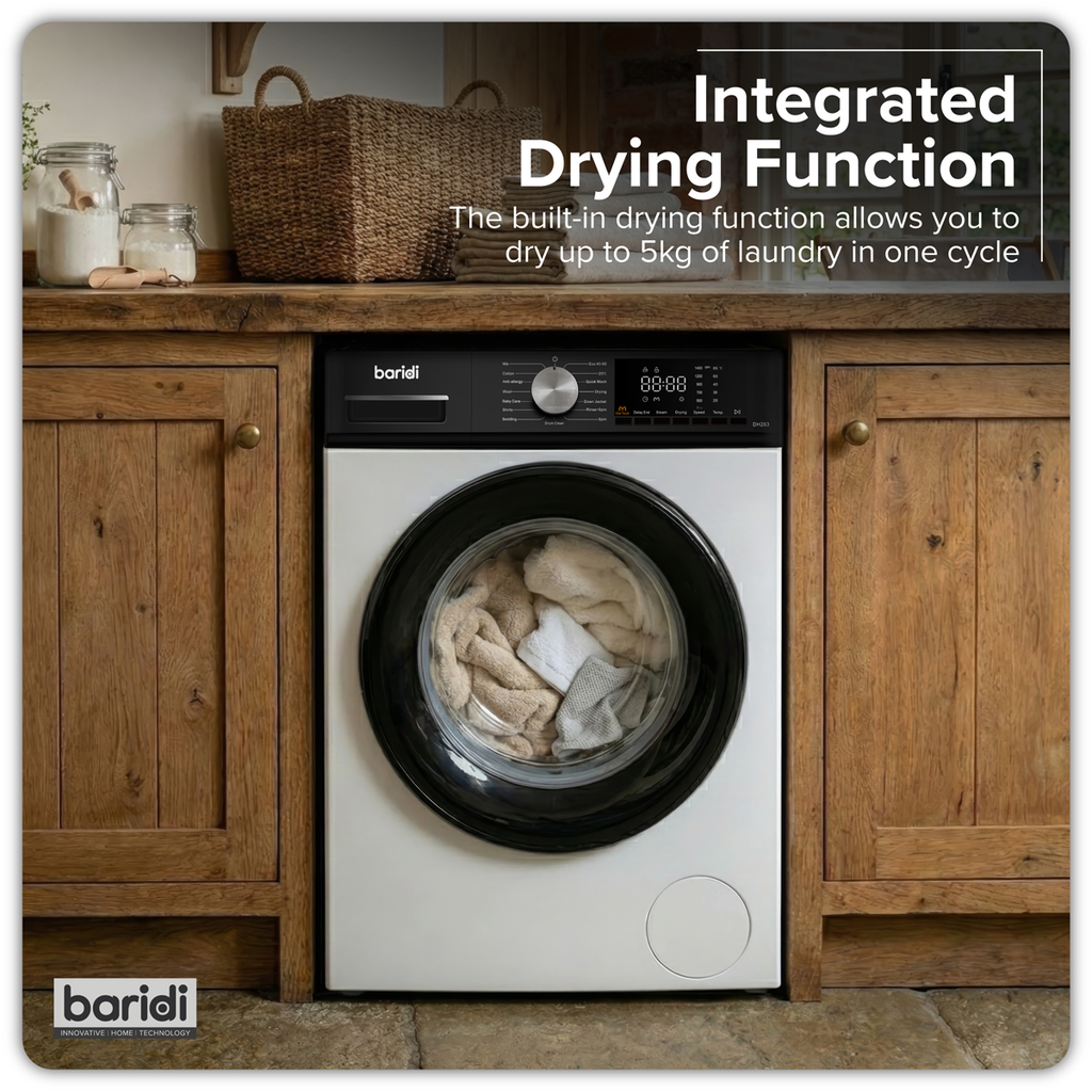 8/5kg Washer Dryer, Front Loading, 1400rpm, Energy Rating A - White DH263