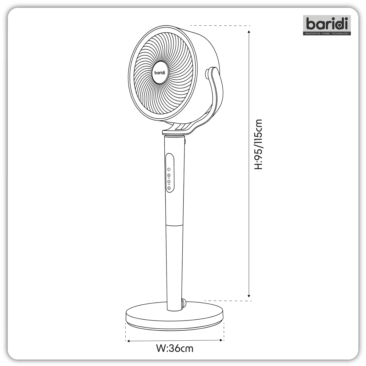 12" Pedestal Fan with Remote Control, Back Light & 12hr Timer - Grey DH264