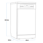 Slimline Freestanding Dishwasher 45cm Wide 10 Place Settings - Black DH267