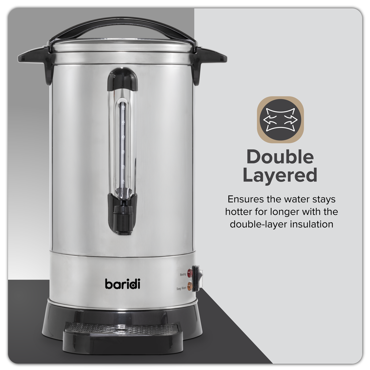 Hot Water Boiler/Tea Urn 10L Capacity - Stainless Steel DH269