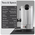 Hot Water Boiler/Tea Urn 10L Capacity - Stainless Steel DH269