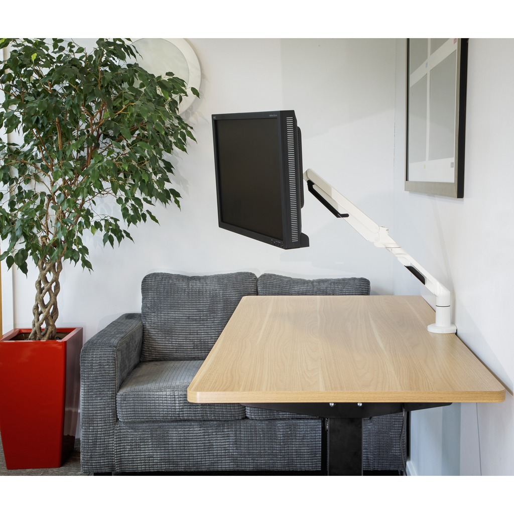 Adjustable Single Monitor Arm with 360° Rotation - White DH26