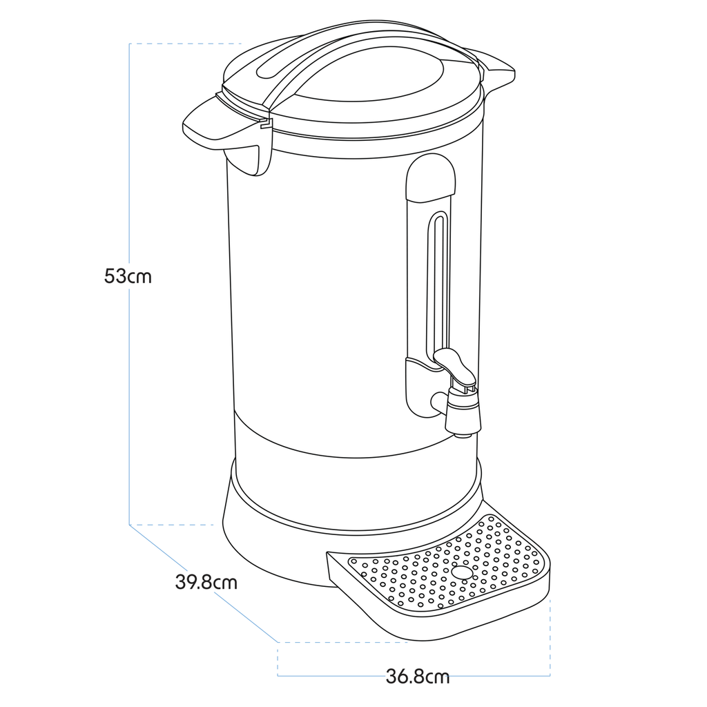 Baridi Hot Water Boiler, Tea Urn, 20L Capacity, Stainless Steel DH270