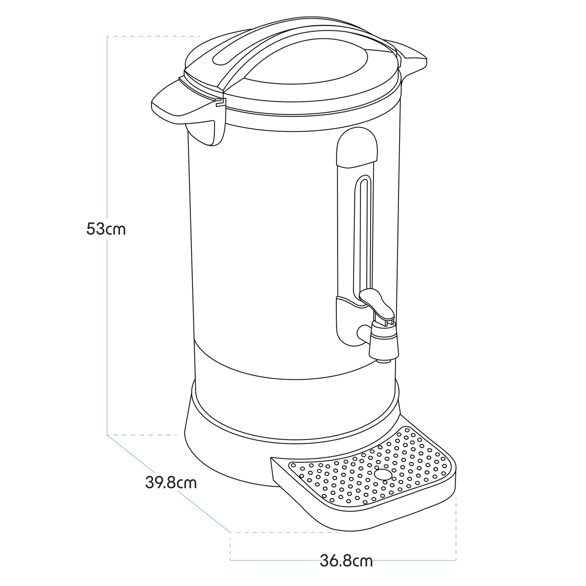 Baridi Hot Water Boiler, Tea Urn, 20L Capacity, Stainless Steel DH270