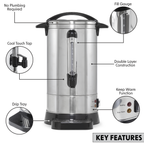 Baridi Hot Water Boiler, Tea Urn, 20L Capacity, Stainless Steel DH270