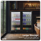 Hinged Double Door, Back Bar Drinks Fridge/Cooler, 190L Capacity, 262 Cans - Black DH272