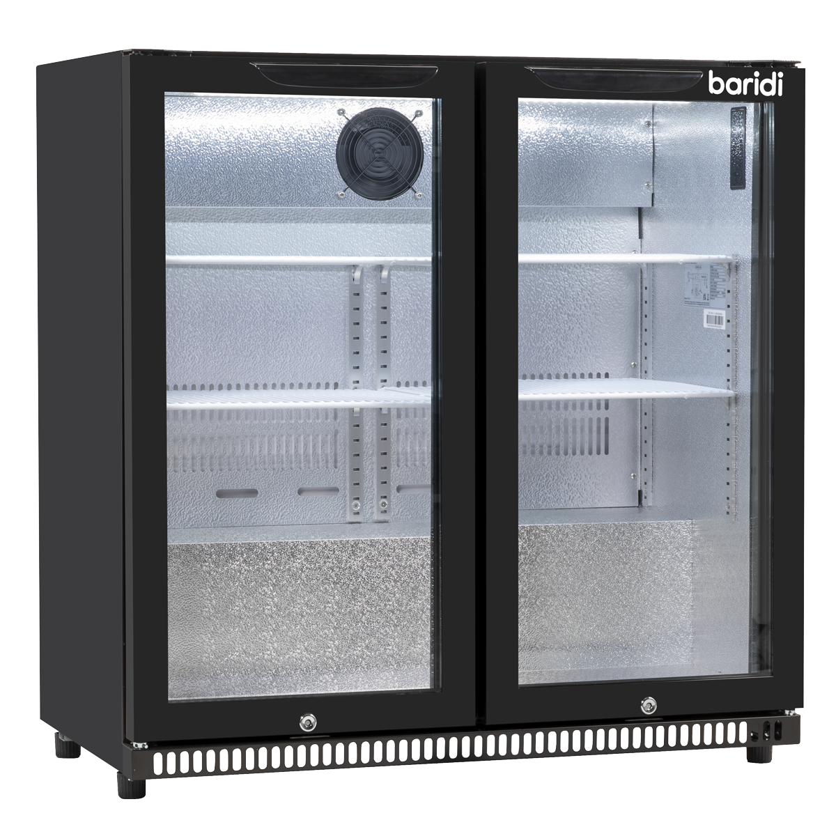 Hinged Double Door, Back Bar Drinks Fridge/Cooler, 190L Capacity, 262 Cans - Black DH272