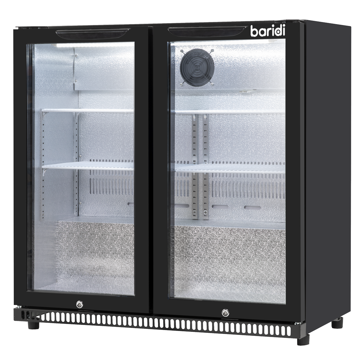 Hinged Double Door, Back Bar Drinks Fridge/Cooler, 190L Capacity, 262 Cans - Black DH272