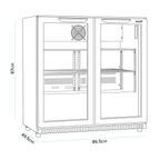 Double Sliding Door Back Bar Drinks Fridge/Cooler, 190L Capacity, 262 Cans - Black DH273