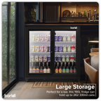 Double Sliding Door Back Bar Drinks Fridge/Cooler, 190L Capacity, 262 Cans - Black DH273