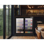 Double Sliding Door Back Bar Drinks Fridge/Cooler, 190L Capacity, 262 Cans - Black DH273
