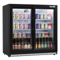 Double Sliding Door Back Bar Drinks Fridge/Cooler, 190L Capacity, 262 Cans - Black DH273