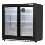 Double Sliding Door Back Bar Drinks Fridge/Cooler, 190L Capacity, 262 Cans - Black DH273