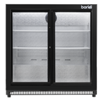 Double Sliding Door Back Bar Drinks Fridge/Cooler, 190L Capacity, 262 Cans - Black DH273