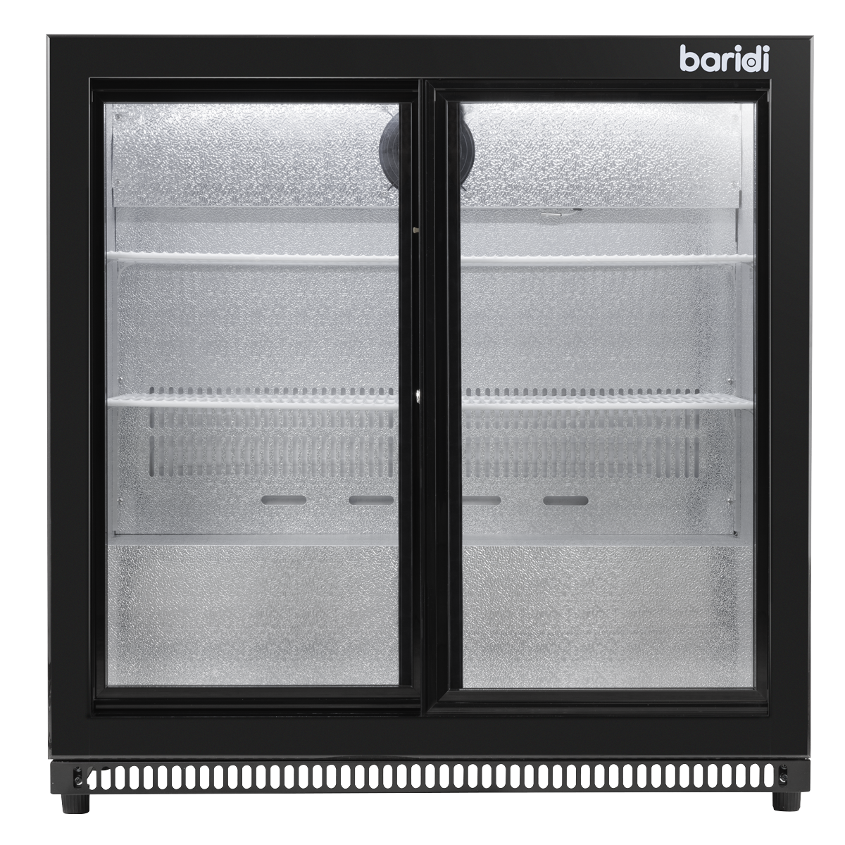 Double Sliding Door Back Bar Drinks Fridge/Cooler, 190L Capacity, 262 Cans - Black DH273