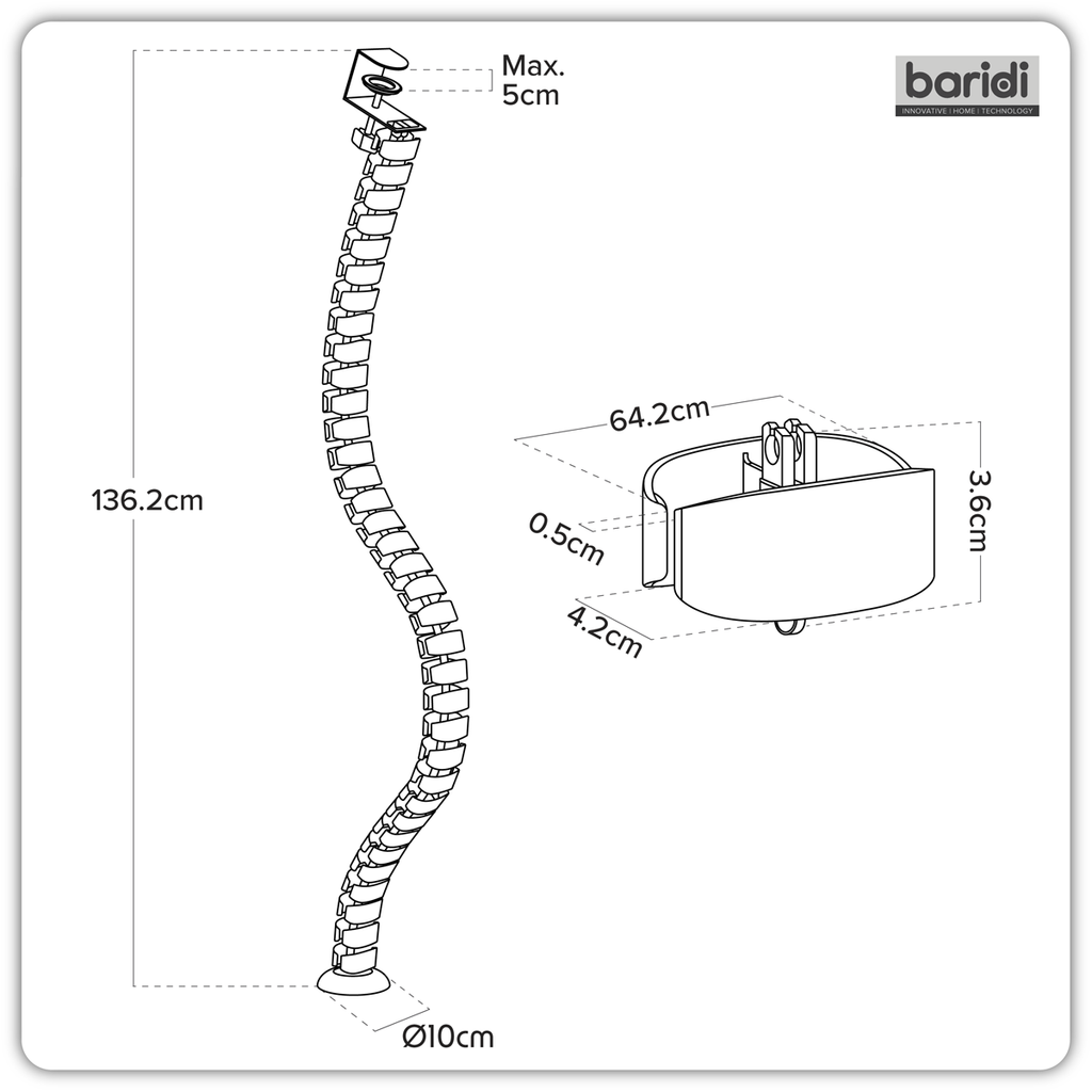 Flexible Cable Management System, Clamp-On 1.3m DH274