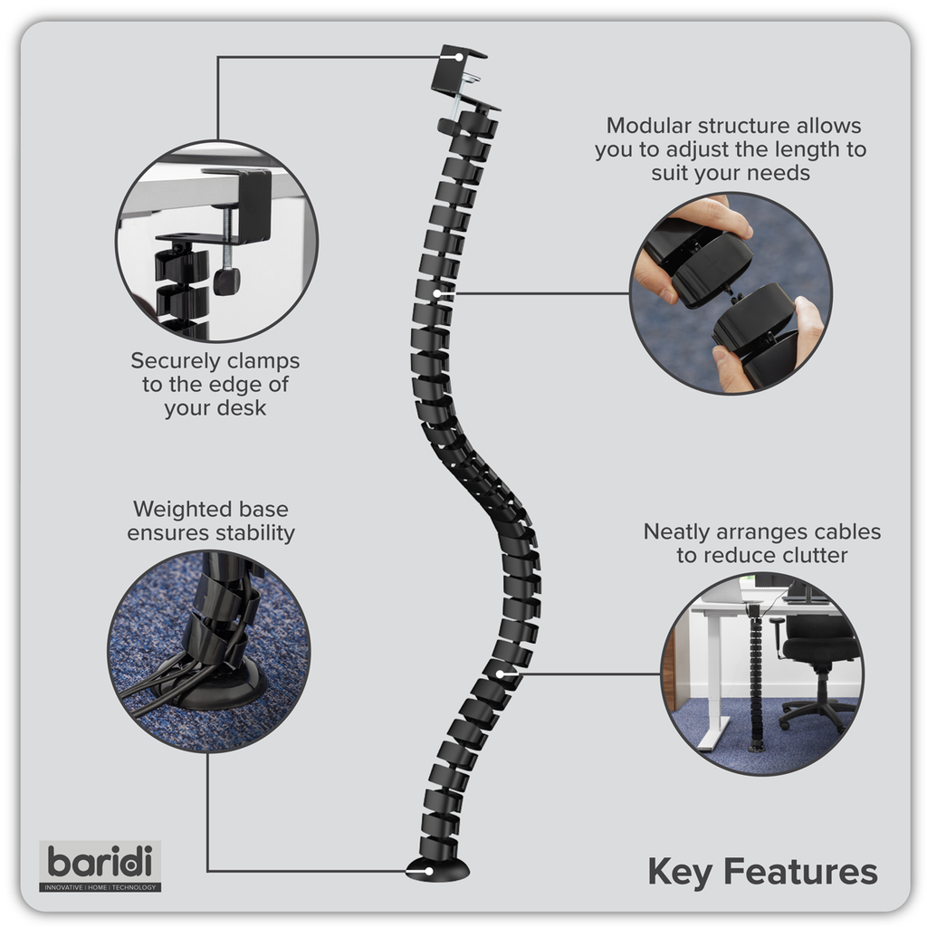 Flexible Cable Management System, Clamp-On 1.3m DH274