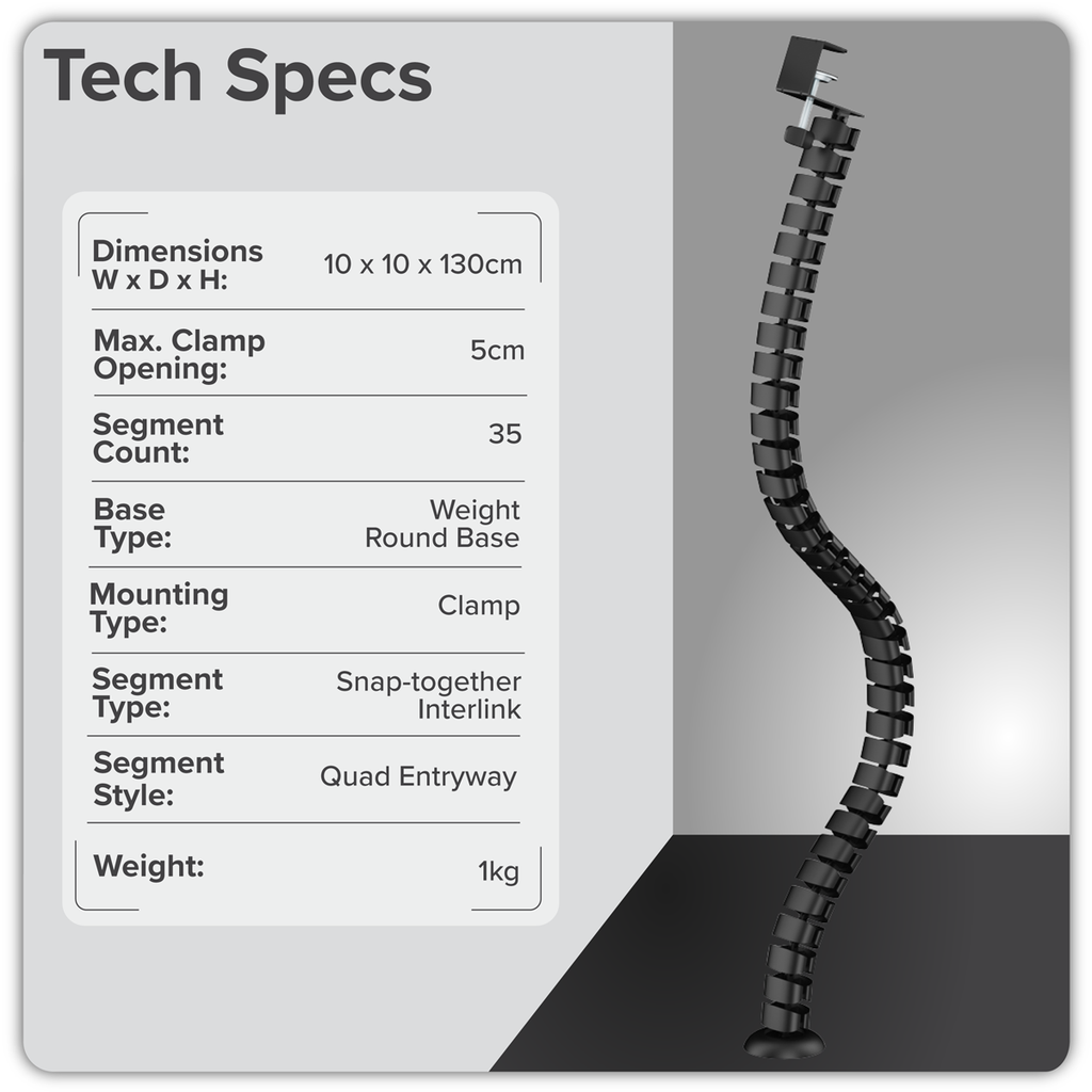 Flexible Cable Management System, Clamp-On 1.3m DH274