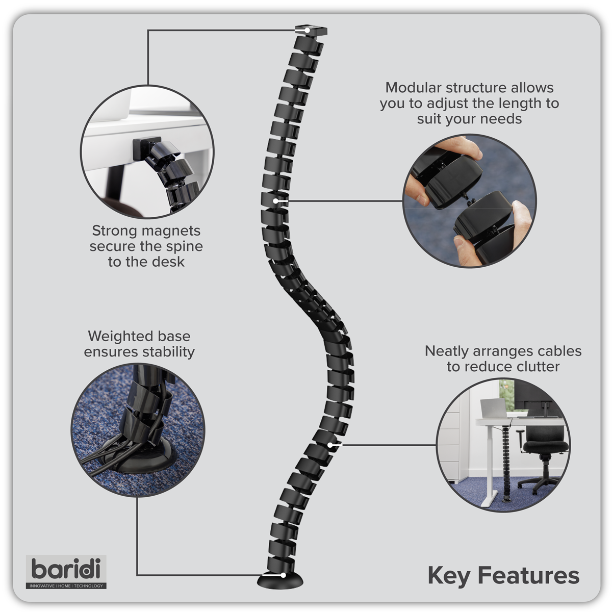 Flexible Cable Management System, Magnetic 1.3m DH275