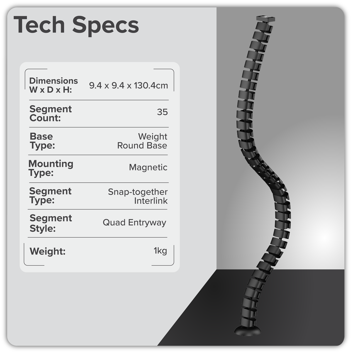 Flexible Cable Management System, Magnetic 1.3m DH275