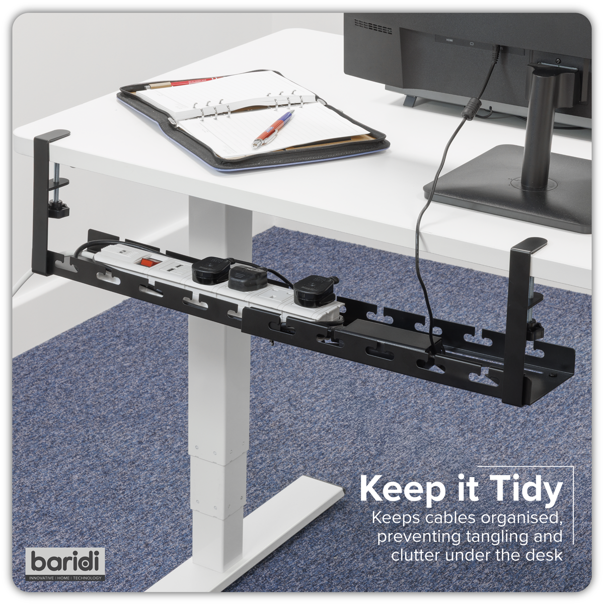 Extendable Cable Management Tray 435/730 x 130 x 190mm - Black DH276