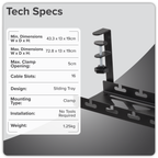 Extendable Cable Management Tray 435/730 x 130 x 190mm - Black DH276