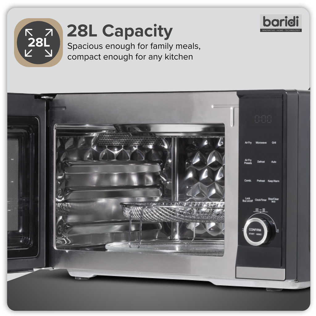 7-in-1 Air Fryer Microwave & Grill, 28L Capacity - Black DH277