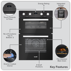 72cm Built-Under Double Oven, 74L Capacity, Energy Rating A – Black DH278