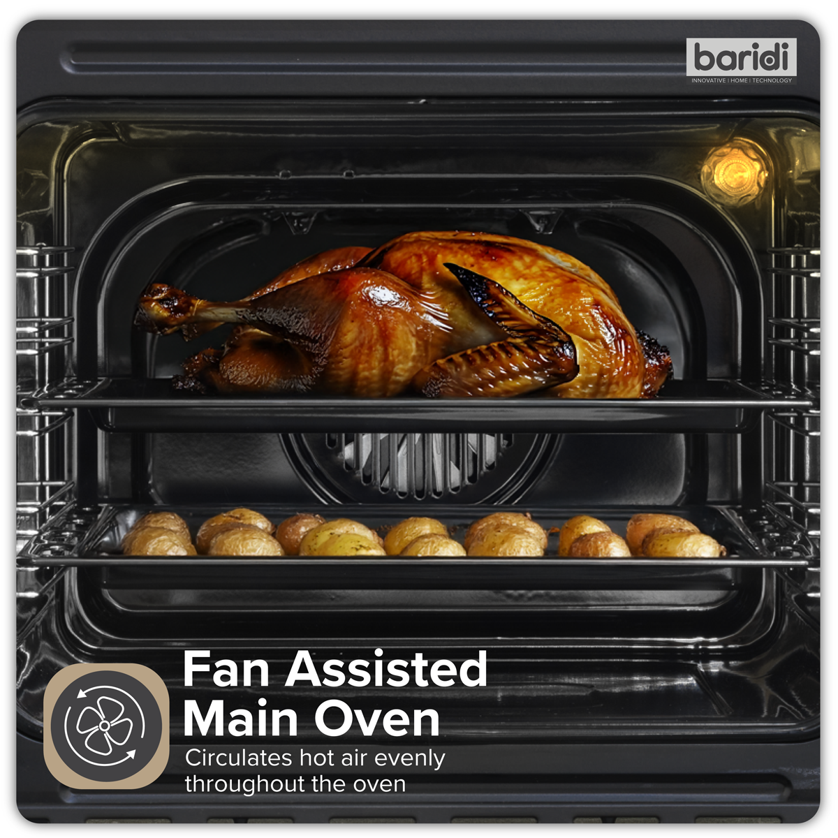 72cm Built-Under Double Oven, 74L Capacity, Energy Rating A – Black DH278