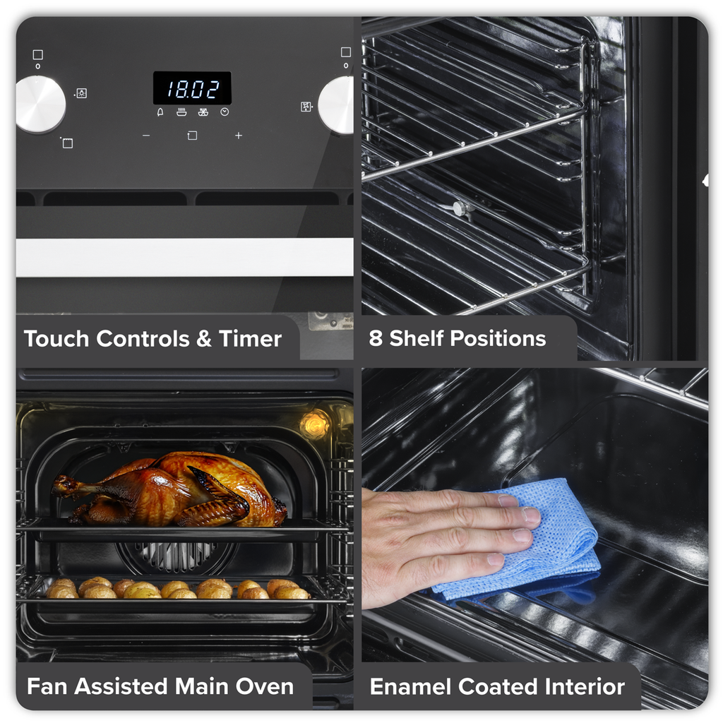 72cm Built-Under Double Oven, 74L Capacity, Energy Rating A – Black DH278